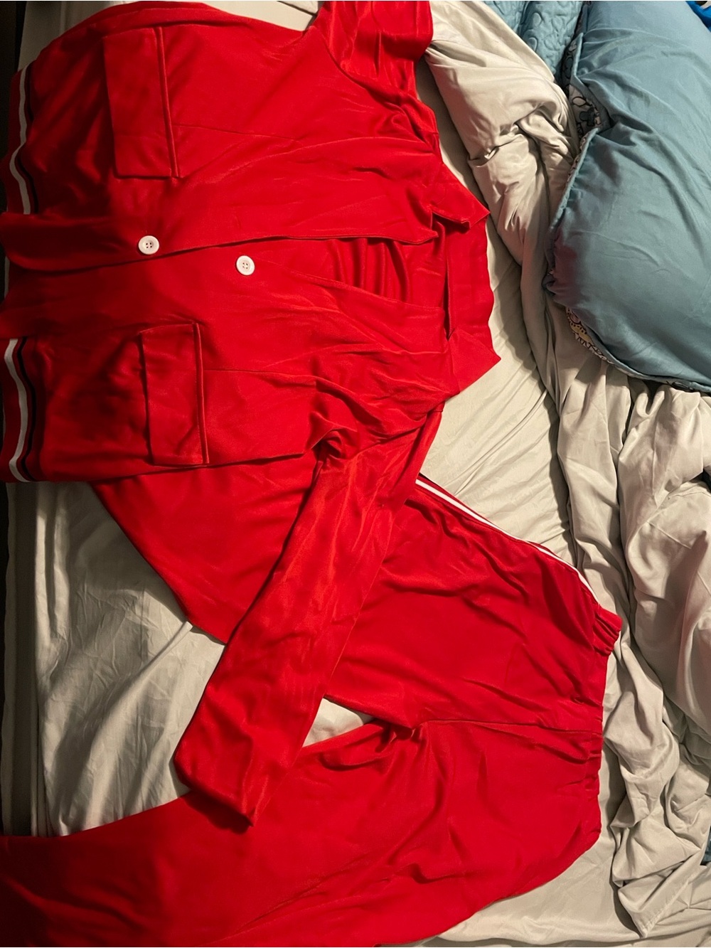Red Women's Jumpsuit Set - Casual Two-Piece Lounge Outfit